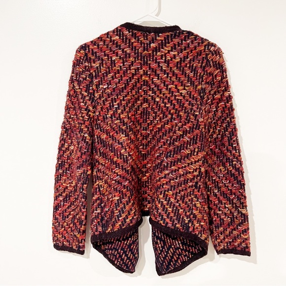 Anthropologie MOTH Keavy Cotton Wool Blend Knit Tweed Chunky Open Front Cardigan - Picture 8 of 12